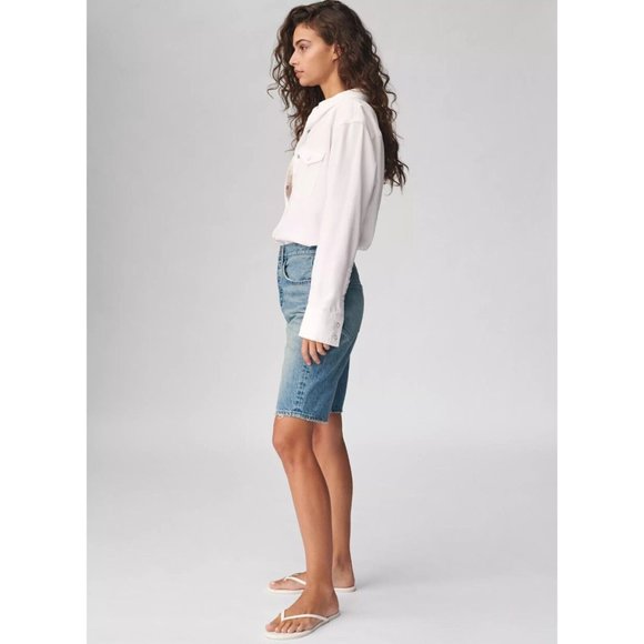 Aritzia DENIM FORUM Joni High Rise 90's Loose Bermuda Denim Shorts, Size 27 - Picture 14 of 16